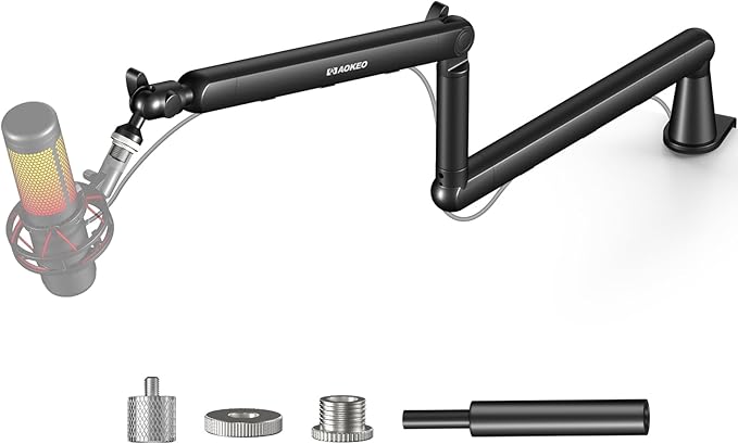 Microphone Arm,Aokeo AK-55 Desk Low Profile Adjustable Mic Boom Arm Stand,Suitable For Blue Yeti,Snowball iCE, HyperX QuadCast,SoloCast,Elgato Wave,Etc