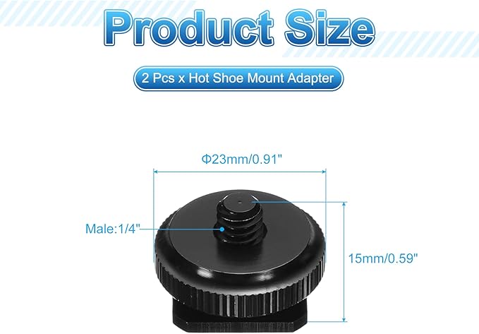 PATIKIL Hot Shoe Adapter 1/4" Male, 2 Pcs Hot Shoe Mount Adapter Camera Mount Screw Camera Video Light Converter for Microphone Holder Accessories 0.59x0.91x0.91 Inch