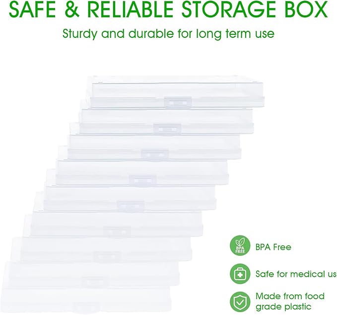 FAAYUCK Photo Storage Box 5 x 7 Inches, 18 Inner Extra Large Photo Boxes with Dividers, Clear Acid-Free Photo Storage Containers with Handle, Photo Organizer Craft Keeper for Photo, Craft, Stamp etc