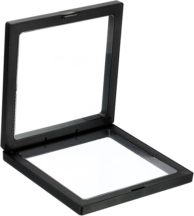 PATIKIL 5.5" x 5.5" 3D Floating Display Case, Coin Display Floating Frame Holder with Stand Base for Jewelry Specimens Medallion, Black