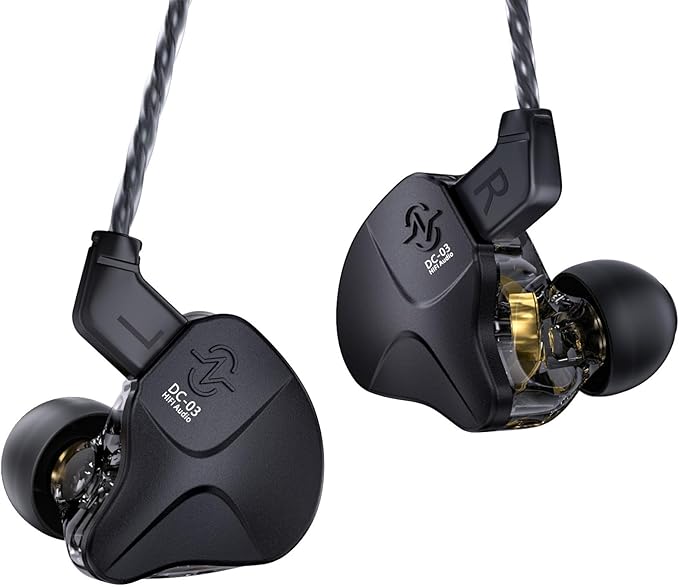 CCZ DC03 in Ear Monitor Headphones, IEMs for Gaming, Deep Bass Sound Wired Earbuds, 1DD HiFi in Ear Headphones Noise Cancelling Ear buds, in Ears for Singers Musician Stage Drummer(Black, without Mic)