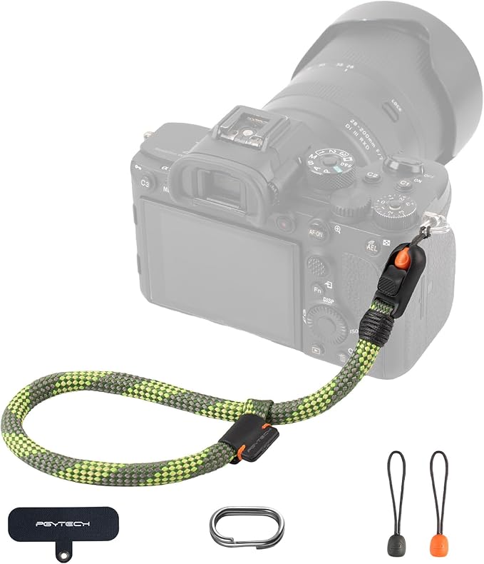 PGYTECH Camera Wrist Strap Slim Outdoor Style, Adjustable Quick Release Anti-Drop Camera Hand Strap for Sony/Nikon/Canon Compact Cameras/Mirrorless/Smartphone/Gopro, 55.1lb Capacity, Wilderness Green