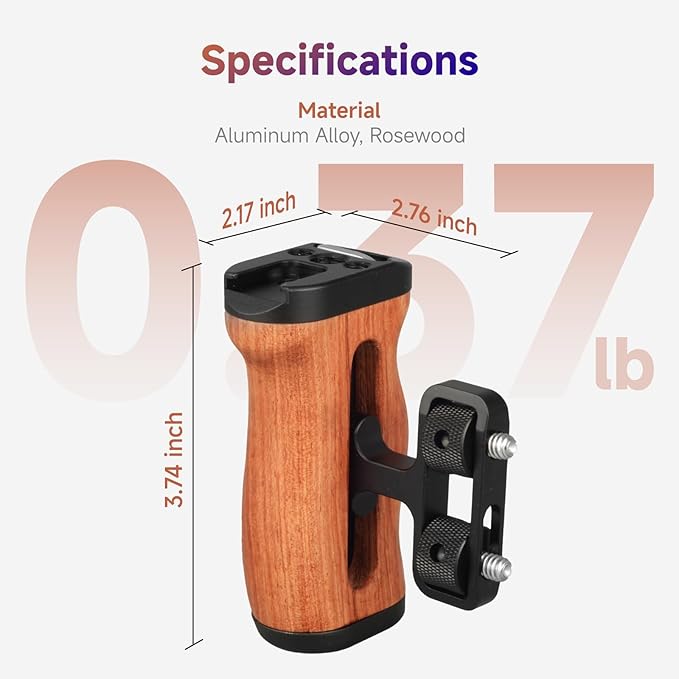 Accsoon CineView M7 Pro Side Handle Handgrip Mini with 1/4" Screw, Up/Down Adjustable 35mm Camera Handles Built-in Wrench, for CineView M7/Smartphone/iPad/Monitor/Camera Cages Side Handles (1 Pair)