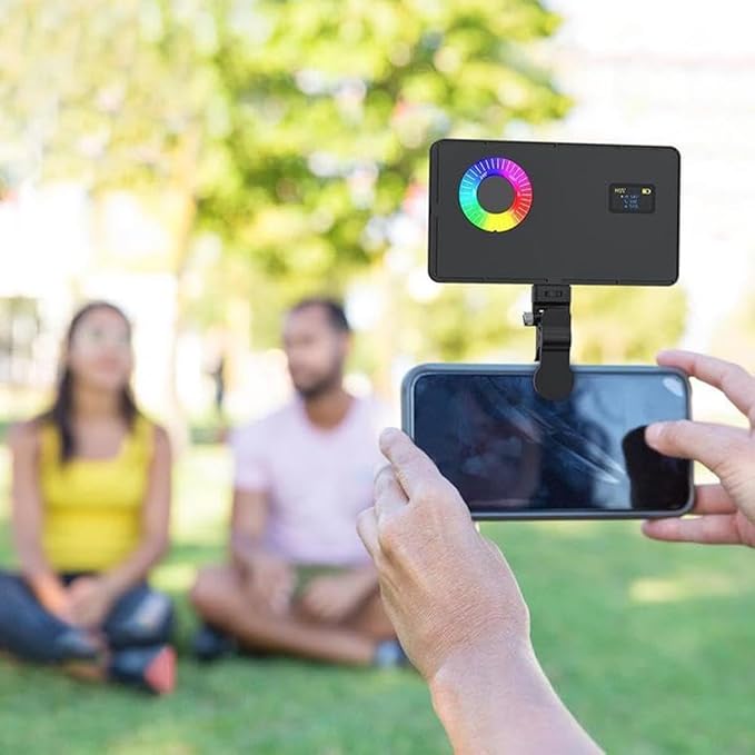 Metallic LED Selfie Light, Portable RGB Video Light, Rechargeable Dimmable Panel Lamp with Clip, Lights for Phone, Selfie Accessories