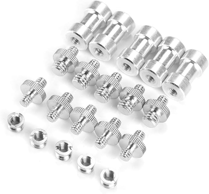 20Pcs Camera Mount Screw Kit, Portable 1/4 Inch to 3/8 Inch,1/4 to 1/4 Threaded Ring Screw Converter Threaded Adapter Accessory for DSLR,Flash,Light Stand,Tripod/Monopod/Ballhead
