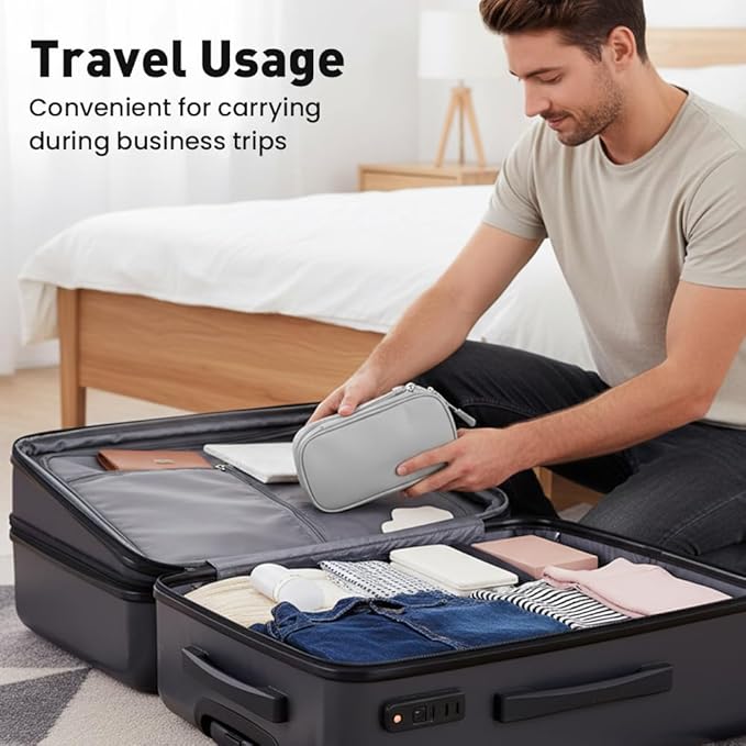 Travel Cable Organizer Pouch, 2026 Updated Cord Organizer Box, Double Layers Electronics Cable Organizer Box, All in One Cable Organizer Bag for Cable, Cord, Charger, Adapter, SD Card (Pink)