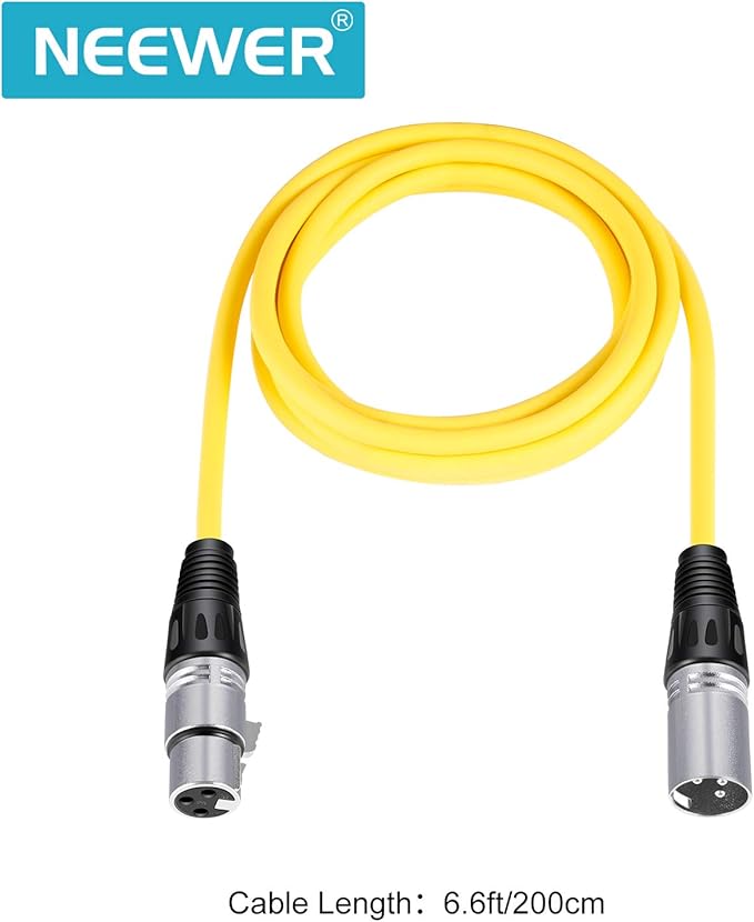 NEEWER 6 Pack 6.5 feet/2m Mic Cable Cord, XLR Male to XLR Female Microphone Audio Colored Snake Cables (Purple/Red/Blue/Orange/Yellow/Green)