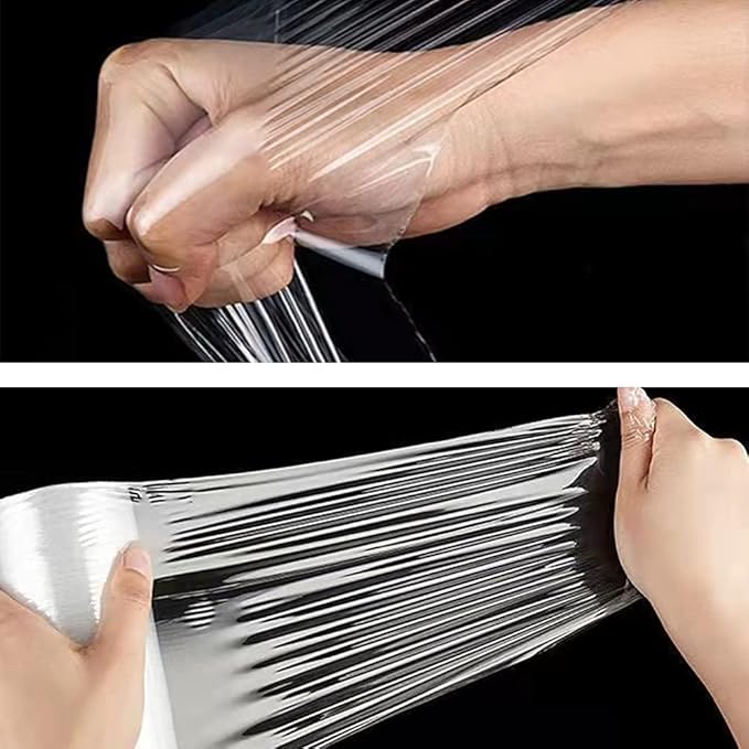 JA PACKING Stretch Wrap Clear Plastic Wrap Roll 6 inch X 1000Ft 80 Guage Industrial Mini Stretch Wrap Film with Handle for Moving,Shipping,Packing Fuiniture Adhering Shrink Film