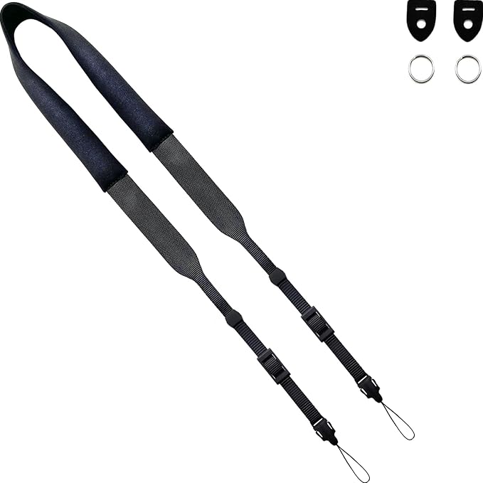 YMTHamaz3 Camera Neck Strap Thin,Soft Binocular Strap with Neoprene Padding,Small Compact Camera Lanyard Belt,Digital Mirrorless Camera Strap for Photographers,Washable,Black,58 Inch