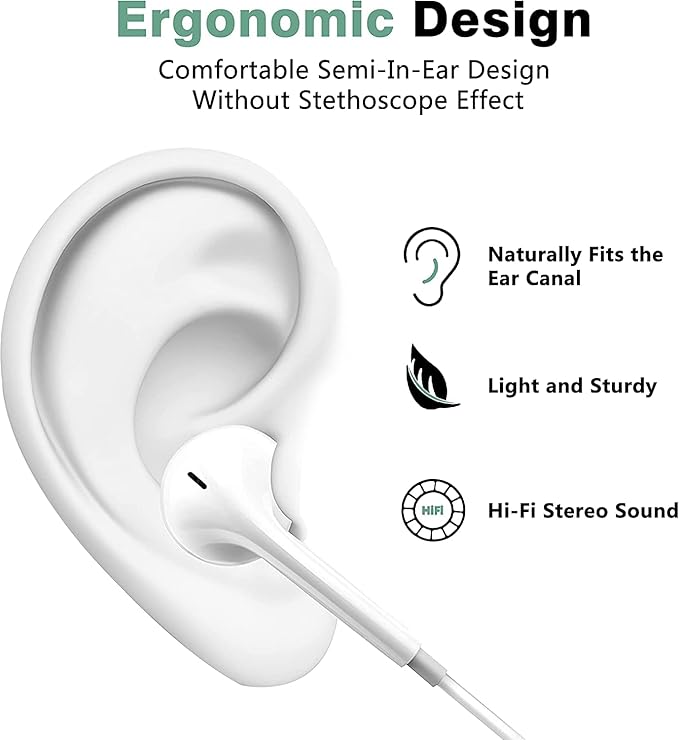 2 Pack-Headphones Wired/iPhone Earbuds with 3.5mm Earphones Wired[MFi Certified] (Built-in Microphone & Volume Control) Compatible for iPhone/iPad/iPod/PC, MP3/4, Android Most 3.5mm Audio Devices