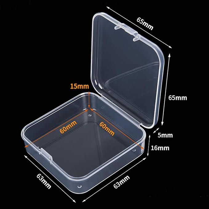 Goodma 100 Pieces Square Empty Mini Clear Plastic Organizer Storage Box Containers with Hinged Lids for Small Items and Other Craft Projects (2.56 x 2.56 x 0.79 inch)