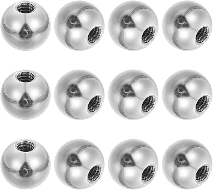 PATIKIL 12Pcs 17mm Ball Nuts Knob, 1/4"-20 UNC Female Threaded Steel Swivel Ball Joint Adapter Converter for Super Clamp Camera Hot Shoe Mount Light Tripod Phone Holder, Silver