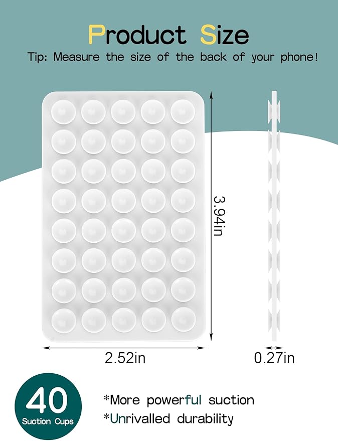 Silicone Suction Phone Case Replacement for Octobuddy, Non Slip Suction Cup PhoneMount Holder for Selfies and Videos,Silicon Adhesive Phone Stand Sticky for iPhone and Android (2Pcs White)