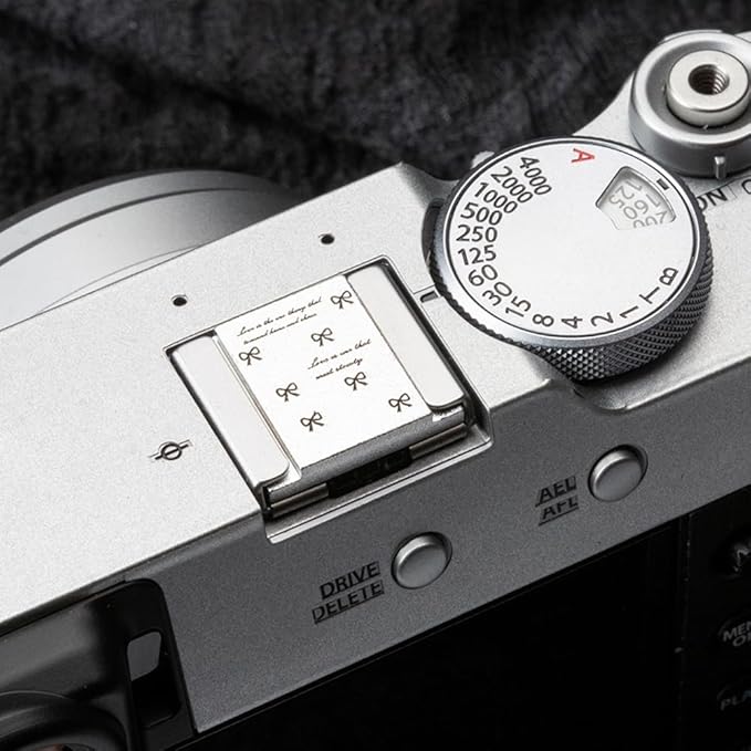 Butterfly Bow Ribbon Pattern Camera hot Shoe Cover for Fujifilm X-T5 X-T4 X-T30 X-T20 X-T10 X100VI for Nikon ZF Z5 Z6 Z7II (Aluminum Alloy-Hot Shoe Cover)