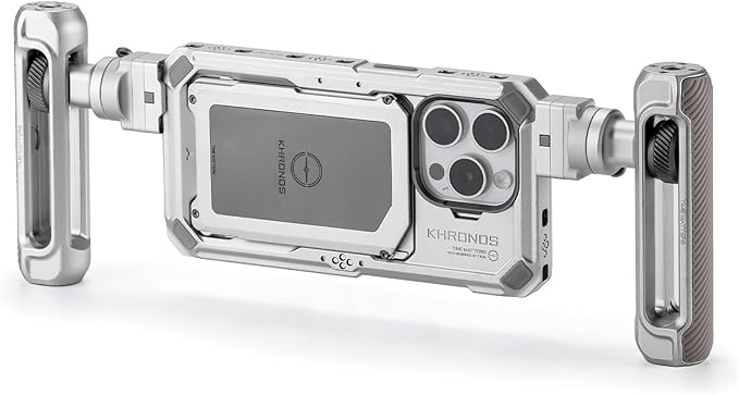 Tilta Khronos Lightweight Kit Compatible with iPhone 15 Pro - Titanium White | Includes Phone Case and Adjustable Handles | Mobile Filmmaking System