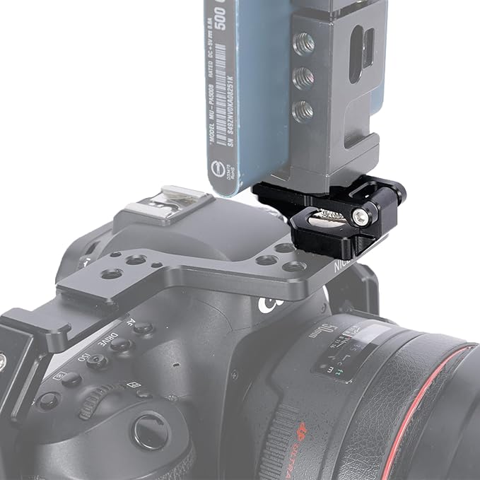 NICEYRIG Right-Angle Bracket Mini L-Shape Mounting Plate for ARRI Thread, 180 Degree Adjustment Video Accessory Expansion Mount for Camera Cheese Plate, T5 T7 SSD Holder, Field Monitor - 603