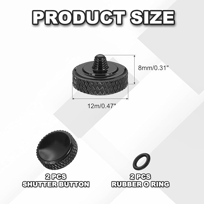 PATIKIL Camera Shutter Button, 2 Pack 12mm Concave Surface Shutter Release Buttons Pure Copper Camera Button for Nikon for Fujifilm for Leica DSLR/SLR, Black