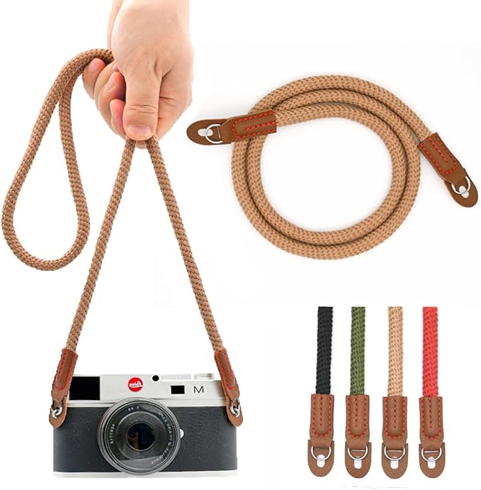 Camera Strap Vintage 100cm Camera Rope Strap Neck Shoulder Belt Strap for Mirrorless and DSLR Camera. (Brown)