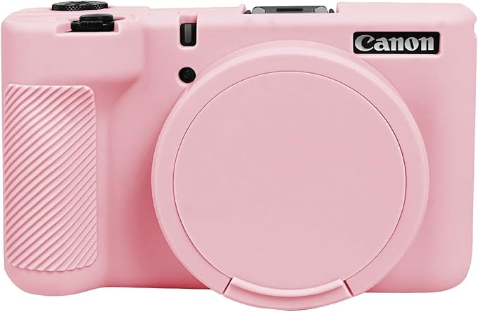 EASY HOOD V1 Case, Silicone Camera Cover with Removable Lens Cover, Soft Protector Lightweight Carrying Body Skin for Canon PowerShot V1 Digital Camera - Pink