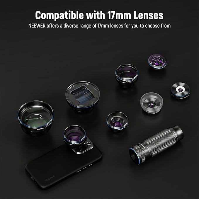 NEEWER Phone Case for 17 Pro, Modular Protective TPU/PC Phone Cover with 67mm Thread Filter Ring, 17mm Lens Backplate, T Mount Lens Adapter Compatible with Moment MagSafe iPhone 17 Pro, PA133