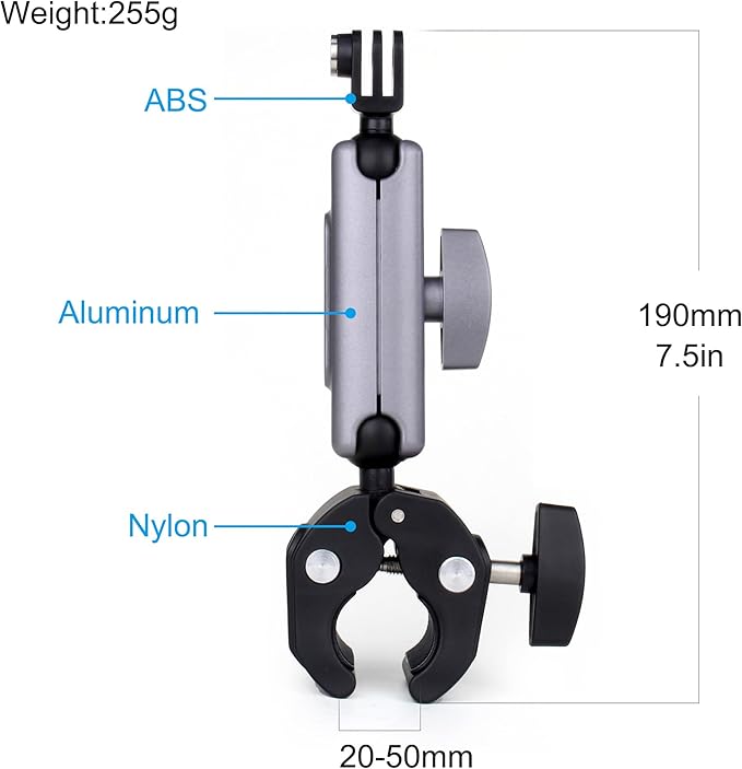 SOONSUN Super Clamp Camera Mount with Dual 360° Ballhead, Magic Arm & Phone Clip, Heavy Duty Clamp Mount for GoPro, Insta360, DJI Osmo, DSLR, iPhone, Bike Motorcycle Handlebar, Pole, Desk