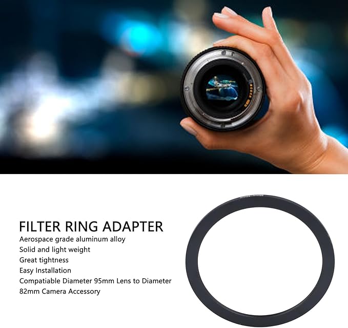 95mm to 82mm Step Down Ring Filter Ring Adapter, 95mm Lens to 82mm Filter to Lens Adapter Ring for Filters (82mm - 95mm), Easy Installation