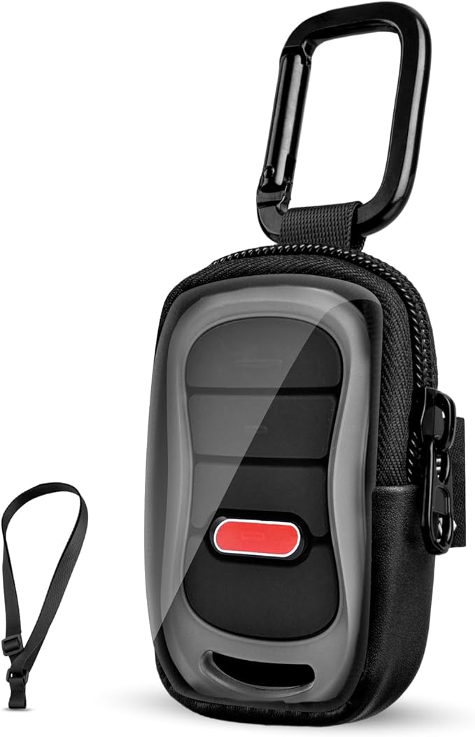 Carrying Case Compatible with Genie G3T-R G3T-BX G3T-A 3-Button Garage Door Opener Remote, Anti-Lost Microfiber PU Leather Bag Gate Clicker Holder with Carabiner and Neck Strap (Case Only)