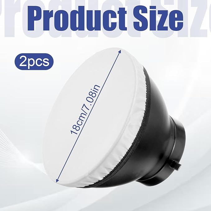 7"/18cm Light Diffuser, 2Pcs White Standard Cloth Diffuser Lamp Sock Soft Cover for Studio Strobe Reflectors Ring Lights Flash Lights Standard Reflector