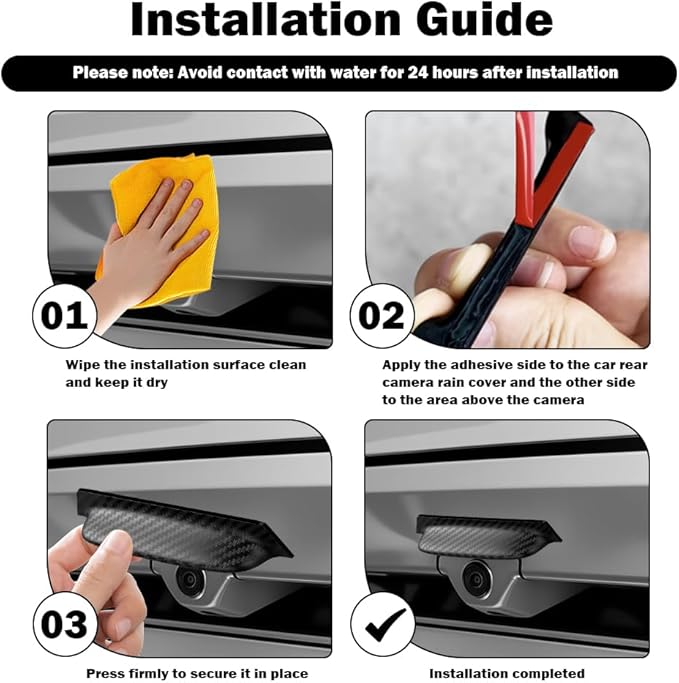2PCS Backup Camera Rain Shield,Carbon Fiber Backup Camera for Car Anti-Rain Cover for Clear Rear View,Universal Reverse Cameras for Car Rain Cover Fits Cars/SUVs/Trucks (Black/2PCS)