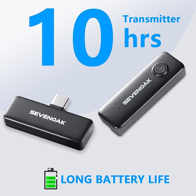 Sevenoak Wireless Lavalier Microphone for Android USB-C Phone Plug Play Type-C Mic for iPhone 15 Noise Cancellation Compact Cordless Clip on Mic for Video Recording Live Streaming Podcasting