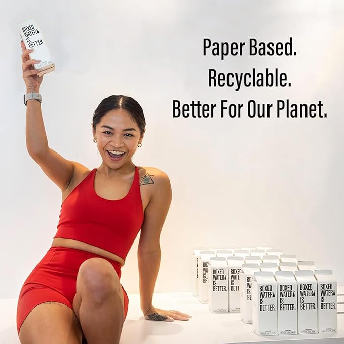 Boxed Water 16.9 oz. (24 Pack) – A Sustainable Alternative — Better Than Premium Plastic Bottles — Purified Drinking Water in Plant-Based Cartons – BPA-Free, Refillable & Recyclable Cartons