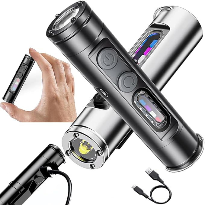 Taclite Mini EDC Flashlight - 500 Lumens Rechargeable Micro Tool, Magnetic Keychain Light with Hat Clip, Waterproof, 3 Brightness Levels for Camping & Emergency Use (Black)