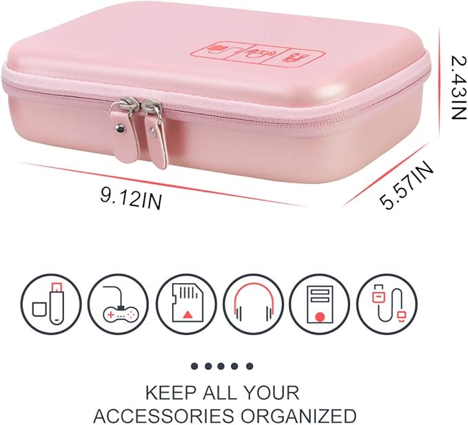 Canboc Hard Travel Electronic Organizer Case for MacBook Power Adapter Charger, Cable, Mouse Power Bank, Apple Pencil, USB Flash Disk, SD Card, Small Portable Accessories Bag, Rose Gold