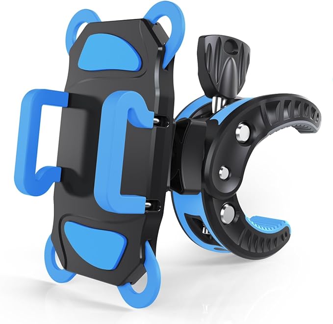 Crescendo CR-30 SlimClip Mic Stand Phone Holder, iPhone Clamp Mount, Pole Phone Mount, Microphone, Music or Drum Stand, Mic/Phone Clip - for iPhone, Samsung Galaxy, Pixel, Any Smartphone (Blue)