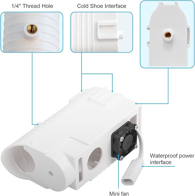 Protective Clam Cover with Fan for The Mevo Start, Avoid Exposure to Sun and Rain, Mini Fan Keep Mevo Start from Overheating During Hot Outdoor Games
