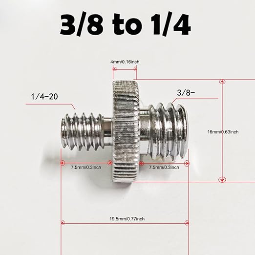 6 Pack Tripod Screw Adapter 1/4 inch Male To 3/8 inch Male Threaded Mount Screws Converter for Camera Monopod Light Stand Telescope Bracket Phone Holder Video Lights Photography Selfie Lighting