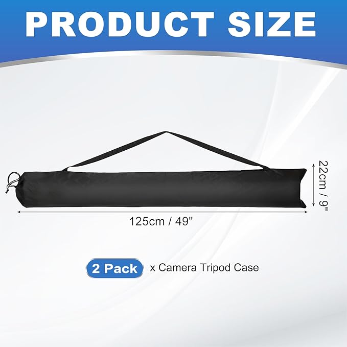 PATIKIL 49 x 9 Inch Tripod Carrying Case, 2 Pack Camera Tripod Carrying Bags Oxford Cloth Padded Bag for Camera Gear Mic Light Stand Sheet Music Photography Accessories, Black