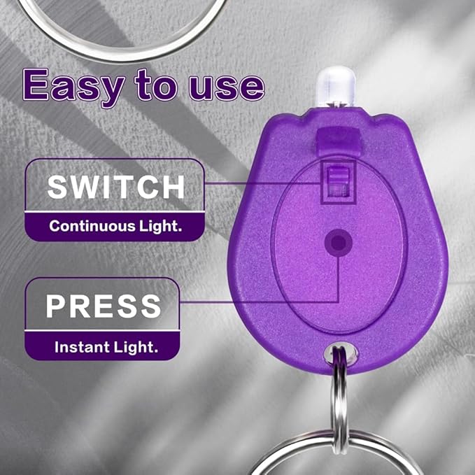 10 Pack Ultra Bright Mini LED Keychain Flashlight, Small Key Ring Flashlight, Portable LED Keychain Light for Outdoor Activities Emergency Light - Pueple Shell