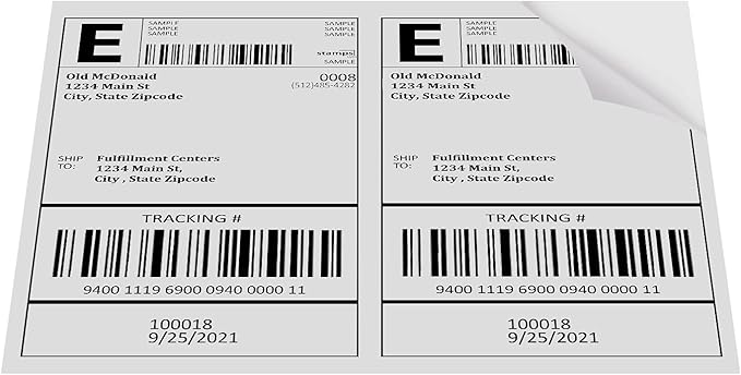 Shipping Labels, Pacific Mailer Half Sheet Shipping Label Compatible for Inkjet 2 Per Page 8.5 x 11 Self Adhesive Mailing Return Address Labels Printable Sticker Paper [100 Sheets/ 200 Labels, White]