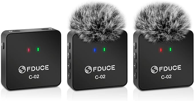 FDUCE Dual UHF Wireless Lavalier Microphone System for Phone & Camera, Mini Portable Clip On Condenser Mics, Lapel Microphones Wireless for YouTube, Podcast, Interview, Streaming, ASMR Recording