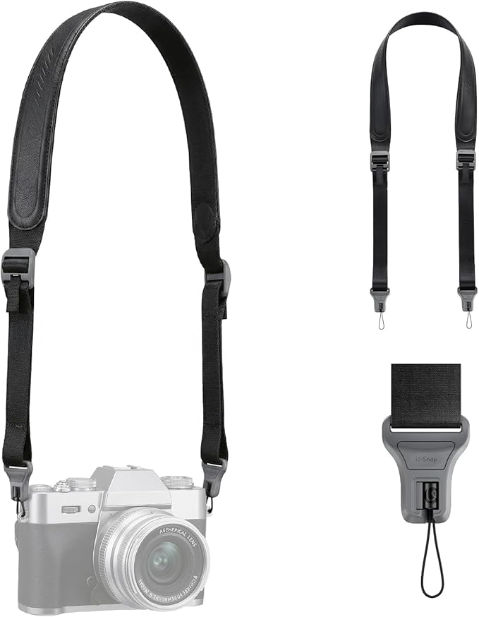 ULANZI CSS1 U-Snap Camera Strap, 55in Quick Release Camera Shoulder Straps for Photographers with Safety Tether, 60kg Load Capacity, Soft Sling for DSLR Mirrorless Sony Canon Nikon Binoculars (Black)