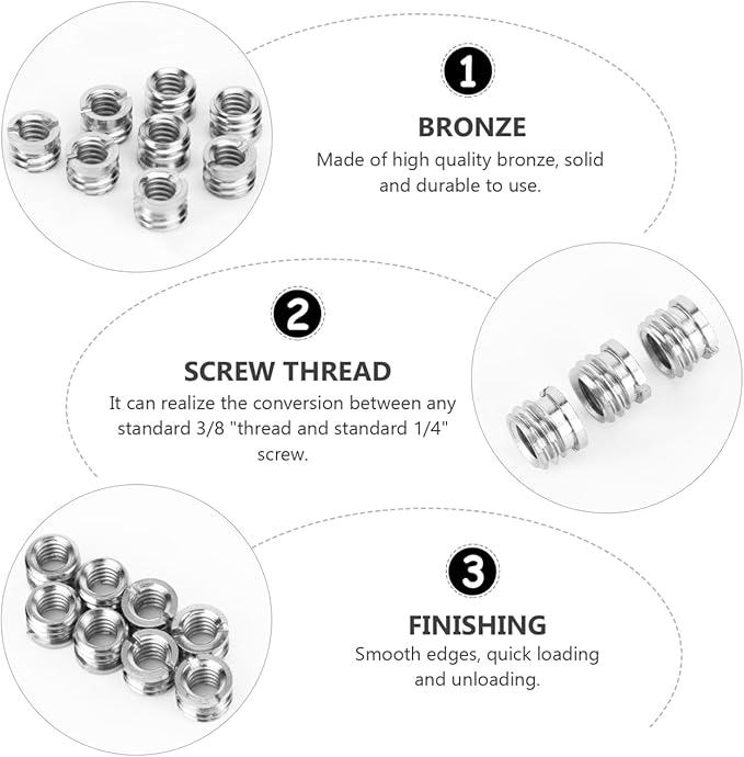 ledmomo 1/4 to 3/8 Camera Tripod Thread Adapter Convert Nut Screw Adapter for Tripods Monopods Ball Heads Light Stands DSLR Camcorders