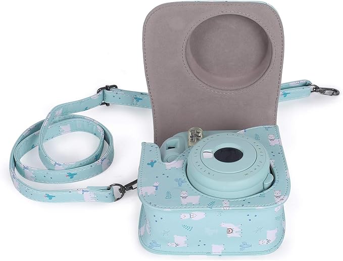 Phetium Instant mini 12 Camera Protective Case Compatible with Instax Mini 12 11,PU Leather Bag with Pocket and Adjustable Shoulder Strap (Alpaca Blue)