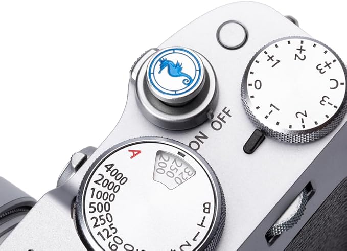 Hippocampus japonicus Soft Release Button - Red - fits Any Standard Threaded Release - Fujifilm X100V, X100F, X100T, Xpro3 & Xpro2, X-T3, X-T2, X-E3, X-E2s, X-E2, X-T30, X-T20 (Silvery)
