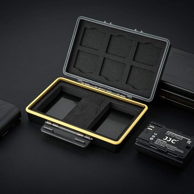 LP-E6 LP-E6N LP-E6NH Battery SD Card Case Holder for 6 SD 2 Battery, Water-Resistant Camera Battery Storage Organizer Box for Canon EOS R6 R5 Mark II R R7 R5M2 R 5D Mark IV III II 7D 6D Mark II