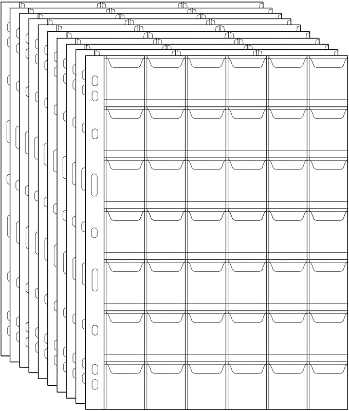 420 Pockets Coin Binders Pages - 1.14 inch Holders 10 pcs Loose-Leaf Sheets Acid-Free Collection Holders for Medallion Coin Stamp Currency Collecting Supplies 29x29mm / 1.14x1.14 inch CS03242