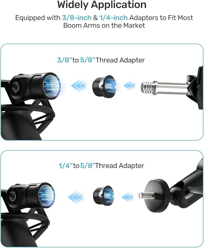 Custom Built for Blue Yeti Shock Mount with Pop Filter, 2026 Upgrade Anti-Vibration Suspension Elastic Shock Mount Holder Clip Mics Stand with Screw Adapter Compatible with Yeti Microphone