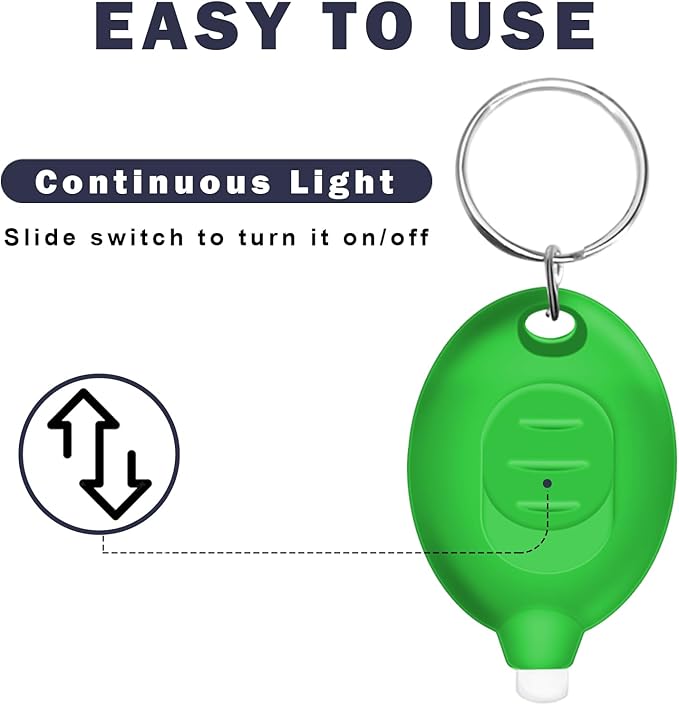 Mini LED Keychain Flashlight, 12 Lumen Ultra Bright Green Light, Portable Pocket Torch with Green Shell, 6-Pack