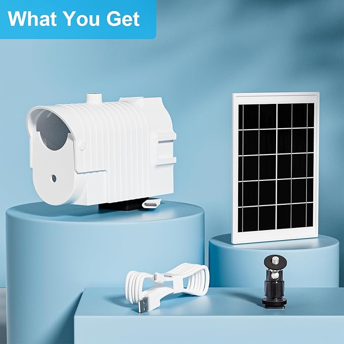 Protective Shade for Mevo Start with Solar Fan, Keep Mevo Start Cam from Overheating During Recording Baseball,Softball and Tennis Games in Summer,Hotter Sun, Faster Cooling