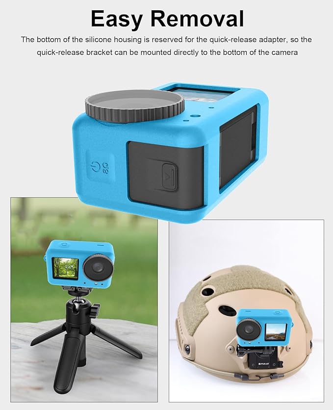PULUZ Silicone Protective Case for DJI Osmo Action 5 Pro/4/3 with Lens Cap,Dust-Proof,Slim Durable Lightweight Rubber Soft Silicone Camera Protective Cover Accessories (Blue)